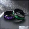 Bandringar 8mm svart gradient inlagda skal ring rostfritt stål för män kvinnliga kvinnliga finger enkel charm bröllop smycken droppe Deliv Dh2py