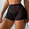 Frauen Strand tragen sexy Frauen schwarze Chiffon Badebekleidung auf Blick durch Pareo Schal Cover Wrap Beach Wear Bikinis Cover-ups Schnürhöpchen 2023 New D240507