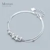 Bangle Modian Fashion Dames Double Box Chain Frosted Ball en Light Bead Pure Silver 925 Exquisite Jewelry 2020 Design Q240506