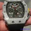 RM Mechanical Wristwatch RM11-03 White Moissanite Diamond Round Cut Automatic Luxury Men's Watch