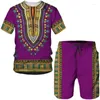 Tracksuits voor heren zomer Afrikaanse Dashiki Culture Shorts Set 3D Tribal Printed Dames voor dames korte mouw T-shirt unisex sport casual pak