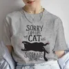 T-shirts masculins 2024 T-shirt pour femmes de nouveau été désolé je suis en retard mon chat était slping sur moi vêtements de femmes imprimées courts top vêtements t240506