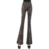 Pantaloni da donna chic coreano da donna leopardo stampa a campana da donna ol alto girovasola da cerniera abiti da streetwear femminile bpy8173