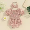 Rompers adorabile estate neonate bambine vestiti con stampa floreale a maniche corta rouffles saltuit di tute in fascia casual coda h240507