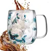 Becher getrocknete Blumen Glas Tee Tasse elegante Design Getränke Gläser Becher mit Blumenkaffee Glaswaren Milch Jar Kithen Gadgets