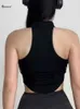 Creisure Sexy Fitness Vest Shock-Absorbing Sport Bra Gevoerde mouwloze training Bra Elastische Ultra-Thin Yoga Top 240430