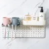 Set Punchfree Free Plastic Hole Board Shelf Organisateur, Mur Moup Affichage Panneau de panneaux perforés pour chambre, étude, bureau, salle de bain