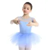 Meisjesjurken kinderen ballet tutu jurk gymnastiek tueuten mouwloze mouwloze mesh tuLle splice swan lake kostuums dancewear tap