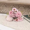 Decorative Flowers Silk Artificial Decor White Rose Hydrangea Daisy Wheat Grain Hybrid Bouquet Vase For Home Wedding Christmas Decoration