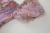 Robe lambrissée à imprimé floral violet d'été