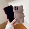Случаи по сотовым телефонам Япония Корея 3D Cartoon Bear Chase для телефона 14 13 12 11 Pro Max 14 Pro Max Lovely Animal Glossy Soft Shock -Resect Cover