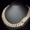 Spectaculaire glans 18k geel goud vergulde 925 Sterling zilver 20 mm stokbrood Moissanite Cuban Link Chain