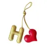 H-letter Love Bag Sheepskin Hand genaaid perzik hartvormige auto sleutelhanger achteruitkijk spiegel hanger vrouw