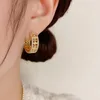 Boucles d'oreilles de cerceau conception de luxe Micro Incrustation à la mode à la mode de Zircon Opal Stone Circular for Women Jewelry.