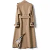 Albums femelles trench beige coat mi-longueur coréen version britannique manteau à genoux printemps, automne et veste d'hiver khaki noir