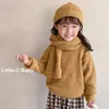 衣類セットキッドトップウォームスリーピースセット韓国の子供2024秋と冬の女の子の赤ちゃんニットセーターハットスカーフ
