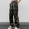 Jeans pour hommes jeans denim American High Strt Strt Trawstring Camouflage Sauthomobes pour hommes pantalons décontractés multi-poches en vrac Y240507