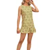 Lässige Kleider eleganter Blumendruck Rüschenkleid für weibliche Sommerhülsen und schlanker Fit Sundonses Chic Girls O Hals Short Robe