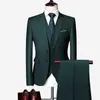 Herenpakken blazers luxe 3-delige heren trouwjurk mode slank fit solide color business office set grote jas+broek+tanktop Q240507