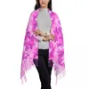 Schals abstrakter Krawattenfarbstoff Schal weibliche weiß rosa lila Designkopf mit Quasten Winter Y2K Coole Schals und Verpackung im Freien Bufanda im Freien