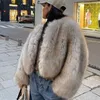 Kultowy tydzień mody ulicznej luksusowa marka Gardient przycięta sztuczna futra kobietę zima gorąca fajna dziewczyny puszysta krótka futro kurtka