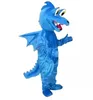 2024 Высококачественный синий летающий драконский талисман костюми