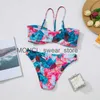 Женские купальные костюмы Para Praia 2023 Halter Bandeau Bikini Women Swimsuit Women Women Floral Push Set Brazilian Bathing Comse для H240507