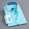 P818 Men's Dress Shirts Mens Long Sle Dress Shirt Non Double Layer Business Formal Regular Fit Office Camisa Fashion White Blue Social Shirts d240507