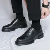 Deri Brogue Busniess Erkekler Resmi Elbise Oxfords Moda Ofis Beyefendi Yemek Ayakkabı Schoenen Heren