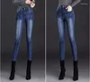 Kvinnors jeans Autumn Winter Office Lady Cotton Plus Size High Wasit Brand Kvinnliga kvinnor Girls Stretch Skinny Pencil