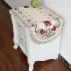 Ropa de cama simple mesa de diseño corredor de corredores con forma de bandera de poliéster bordado escritorio té de café decoración del mantel