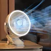 Clipon Small Fan Student Dormitory Bed Night Light Clip Office Desktop USB Laddningshandhållet Tak 240424