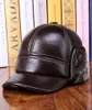 Nouveaux hommes Mentières Caps de baseball en fausse fourrure en cuir authentique épaissis les chapeaux plats masculins plus chauds réels vache Gorras8585953