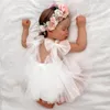 Sukienki dla dziewczynek 0-24 months księżniczka biała tiul sukienka Śliczna Bowknot Back