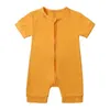 Rompers Kids Pajamas Onesies Bamboo Cotton Cotton Bembler Jumpsuit Summer Summer Baby Sleeve Soleve Solid Suitud for Newborn H240507