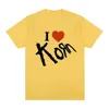 T-shirts masculins I Heart Love Korn Rock Band Music Album T-shirt Mens Vintage Metal Gothic Surdimension T-shirts Strtwear Short Slve T-shirts T240506