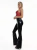 Женские брюки Capris Женские блестящие патентные кожаные брюки Bodycon Womens Women