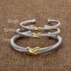 Charm Cross X armbanden Sliver zirkoon Twisted Fashion Designer sieraden gevlochten armband diamantbangle gouden luxe verjaardagscadeau voor wo 308b