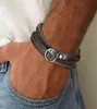 Bracelet enveloppe en cuir simple et beau dans un cadeau présent brun foncé pour papa mari petit ami bijoux masculin 5135387