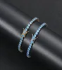 Bracelets de charme 4 mm Hip Hop Blue Zircon Set Bling Iced Out 1 rangée CZ Stone Tennis Link Chain pour hommes Femmes Unisexe Jewelry Kijoux GI2049686