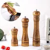 5810 Inch Salt and Pepper Mills Solid Wood Spice Grain Grinder with Adjustable Ceramic Grinding Core Kitchen Tools Mills 240506