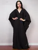 Solid Sexy V-neck Batwing Sleeve Plus Size Kaftan Loose Slit Beach Dress 2024 Women Summer Beachwear Bathing Suit Cover Up Q1306