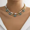 Ketens lacteo trendy gouden kleur onregelmatige ccb kralen ketting voor vrouwen imitatie parelster zeester vorm charme choker juwelen kraagfeest