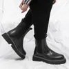 2024 New Men's Thick Bottom Martin Motorcycle Men Silp-on Ankle Casual Winter Boots Street Style