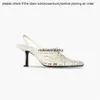 The Row the * Row Summer Woven Baotou Sandals Women's Fashion Square Head Geothene Realine Leather Hollow Out Thin Talon Muller Shoes Sandal