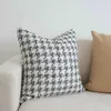 Cushion/Decorative Houndstooth Crochet Cushion Cover Nordic Minimalist Throw Covers Black and White Gray Woven Decorative Cushions for Sofa