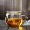 Tazze da tè tazza di vetro trasparente trasparente con filtro per riempire l'acqua riutilizzabile ad alta temperatura a casa