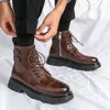 Fashion Martin Motorcycle Men Lace-up Ankle High-Top Leisure Winter Thick Bottom Boots Street