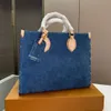 10a große Kapazität Einkaufstasche Carry Totes alle nie gm volle Handtasche Luxusdesigner Denim Bag Mode auf der Tasche Go Einkaufstasche Blau Jeans Geldbörse Reisetaschen