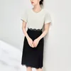 Vestidos de festa Moda elegante para mulheres 2024 Verão Manga curta Hollow Out Lace Patchwork Clothing Office Lady Dress Slim Slim